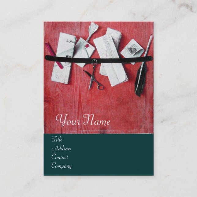 Carte De Visite TITULAIRE DE LETTRE EN MONOGRAM DE BOIS, vert (Devant)