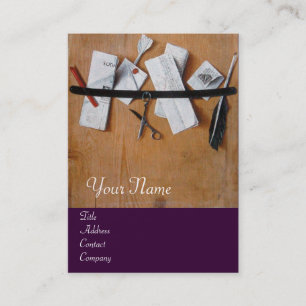 Carte De Visite TITULAIRE DE LETTRE EN MONOGRAM DE BOIS, violet br