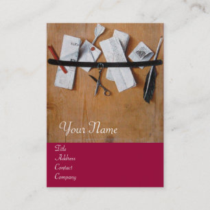 Carte De Visite TITULAIRE DE LETTRE EN MONOGRAMME DE BOIS, brun ro