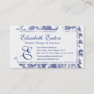 Carte De Visite Toile baroque français bleu élégant