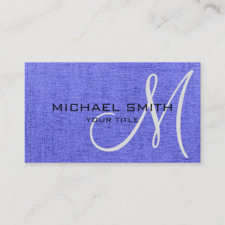 Carte De Visite Toile Bleue Élégant Look Monogramme