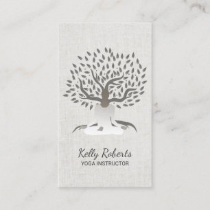 Carte De Visite Toile chique d'arbre vintage d'instructeur de yoga
