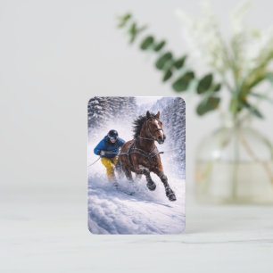 Carte De Visite Toile d'art mural de horse-skijoring   Cheval d'hi