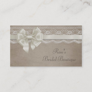 Carte De Visite Toile de jute et dentelle vintages rustiques