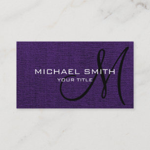 Carte De Visite Toile de Monogramme Purple Élégant