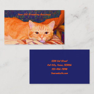 Carte De Visite Toilettage de chat mignon drôle orange