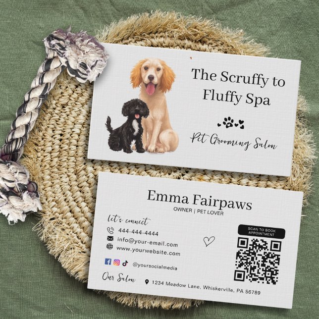 Carte De Visite Toilettage de chien  (Pet grooming business cards for pet care business)