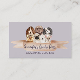 Carte De Visite Toilettage de chiots petits violets