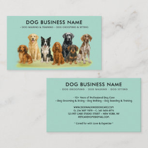 Carte De Visite Toilettage Formation Assise Chien Vert Aquarelle
