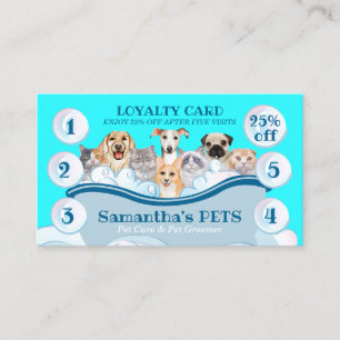 Carte De Visite Toilettage pour chien et chat bleu sarcelle Soins