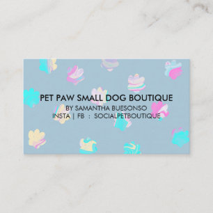 Carte De Visite Toilettage pour chiens en pension aux pattes bleu 