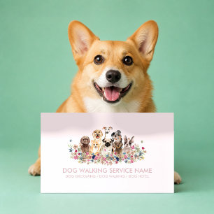 Carte De Visite Toiletteur de chien rose unique animal de compagni