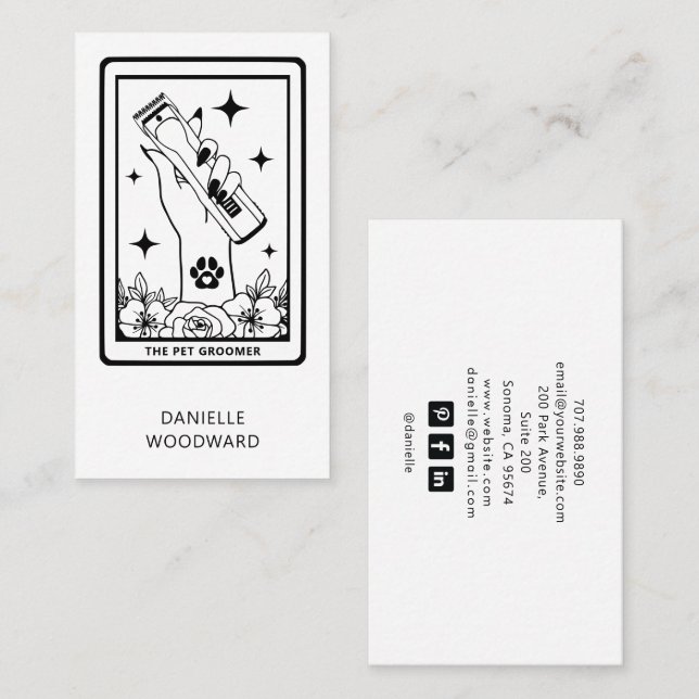 Carte De Visite Toiletteur pour animaux Tarot (Devant / Derrière)
