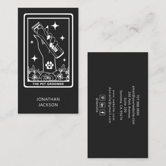 Carte De Visite Toiletteur pour animaux Tarot (Devant / Derrière)