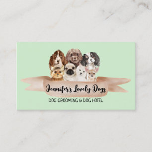 Carte De Visite Toiletteur pour chiens Green Ribbon Pet Sitter