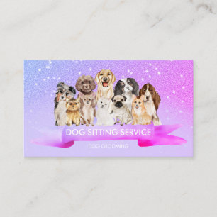 Carte De Visite Toiletteuse pour chiens Pink Purple Glitz Petsitte
