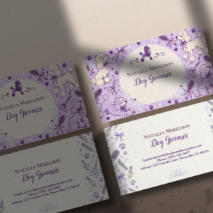 Carte De Visite Toiletteuse pour Chiens Poodle Lilas Fantaisiste