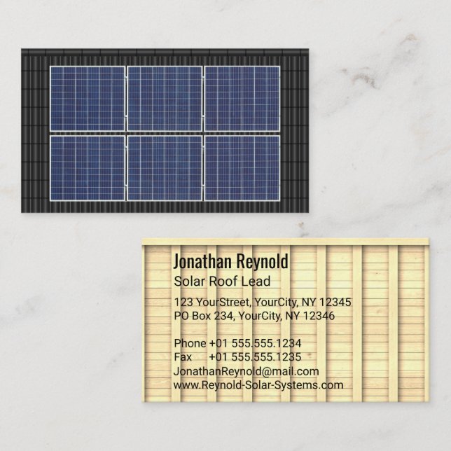 Carte De Visite Toit à double face à énergie solaire noir (Devant / Derrière)