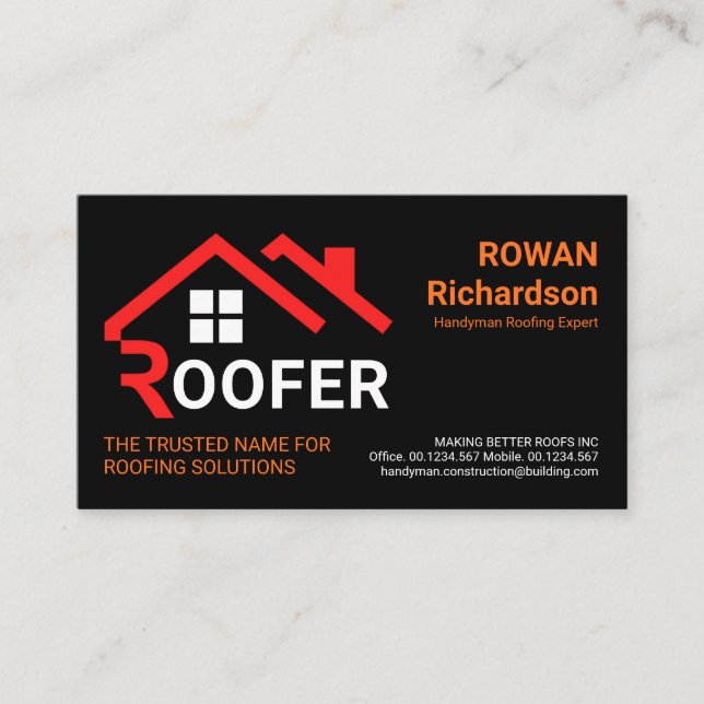 Carte De Visite Toit créatif en rouge Signalisation sur toit (Devant)