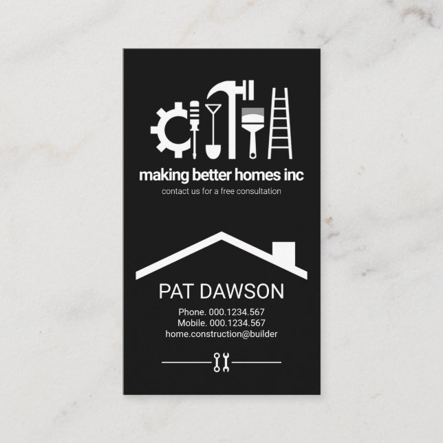 Carte De Visite Toit pour outils de bricolage professionnels (Devant)