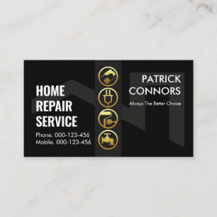 Carte De Visite Toit Silhouette Handyman Outils Bordure