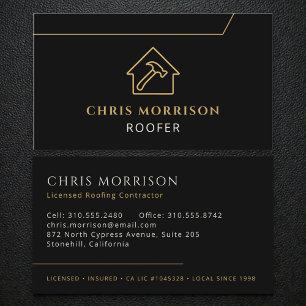Carte De Visite Toiture Professionnelle de Construction Noir