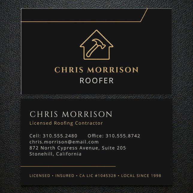Carte De Visite Toiture Professionnelle de Construction Noir (Créateur téléchargé)