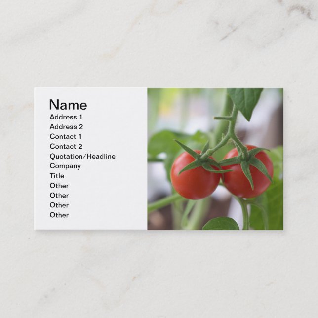 Carte De Visite Tomates cerises sur une branche (Devant)