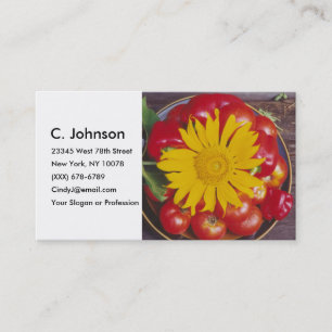 Carte De Visite Tomates, Poivre rouge, Tournesol - Légumes mélangé
