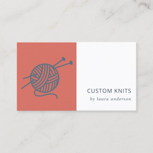 CARTE DE VISITE TOMATO RED NAVY TRICOT GRIS WOOL YARN BALL (Devant)