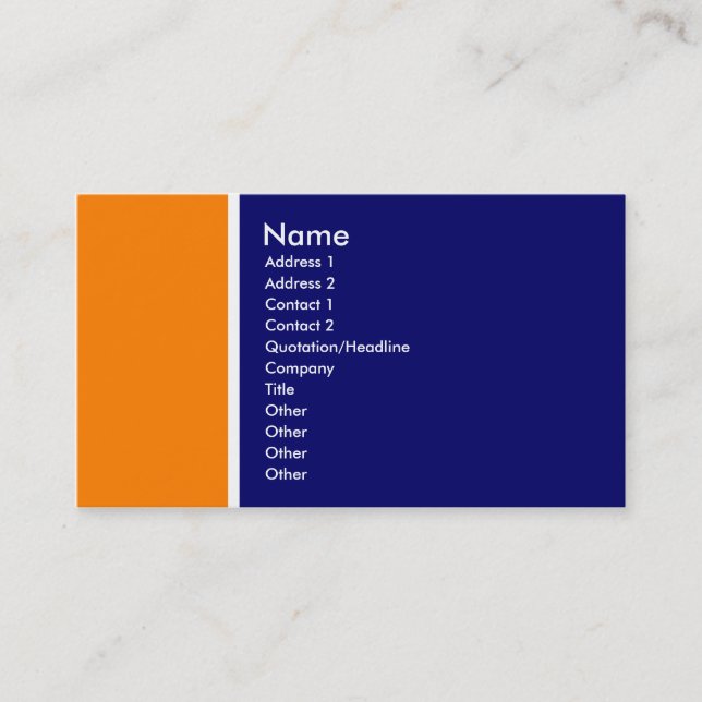 Carte De Visite Ton deux (orange et profondément bleu) (Devant)