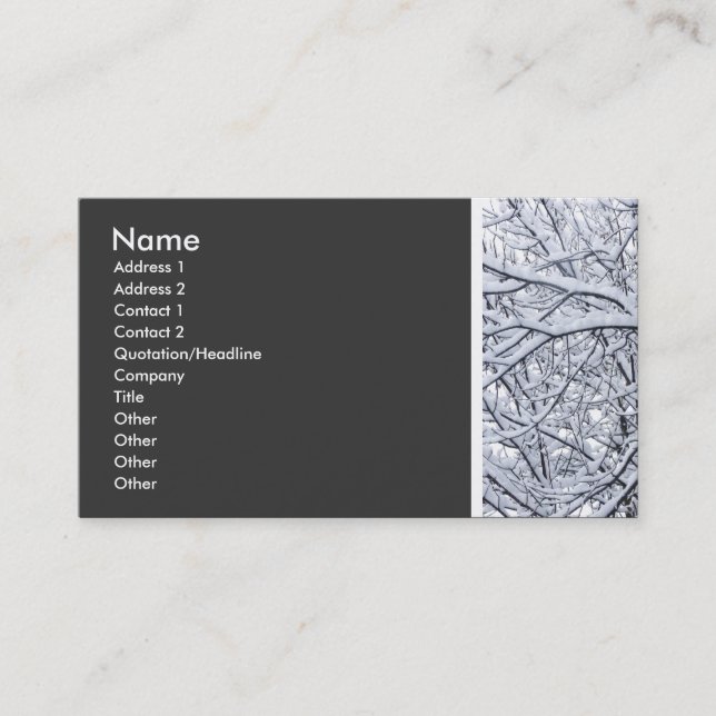 Carte De Visite Tonage de texture (Branches de neige) (Devant)