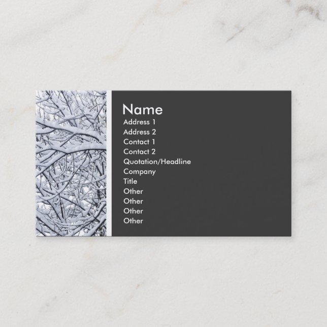 Carte De Visite Tonage de texture (Branches de neige) (Devant)
