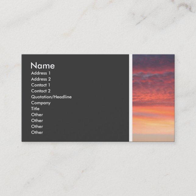 Carte De Visite Tonalité texturale (Coucher de soleil) II (Devant)
