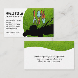 Carte De Visite tondeuse   Logo Outils de jardinage