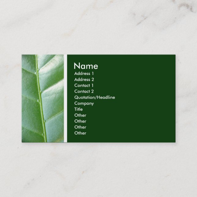 Carte De Visite Tone texture (feuille de tissu) - Customisé (Devant)