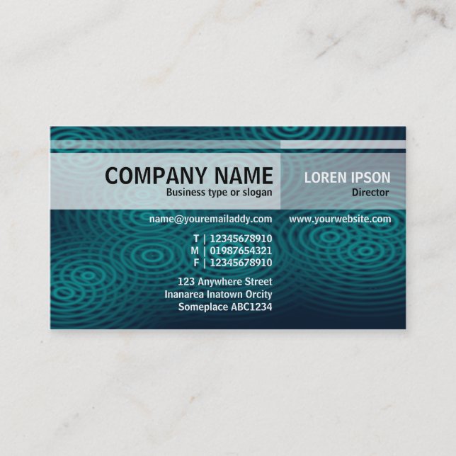 Carte De Visite Tons alternatifs - pluie électrique (Teal) (Devant)
