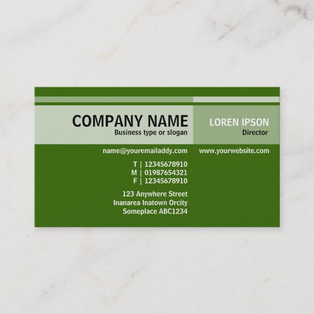 Carte De Visite Tons alternatifs - vert d'herbe foncé (336600) (Devant)