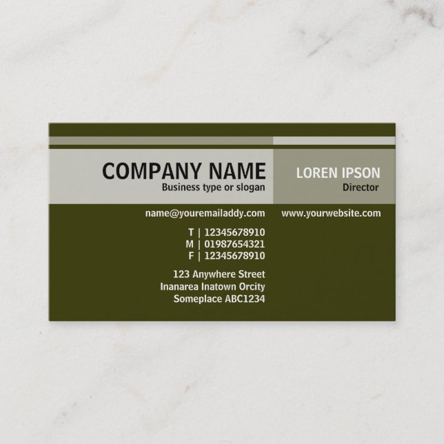 Carte De Visite Tons alternatifs - vert olive foncé (333300) (Devant)