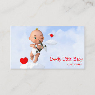 Carte De Visite Toon Baby Cupid Flying with a Bow and Flrow