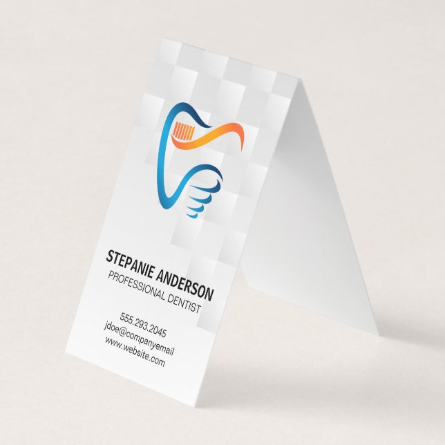 Carte De Visite Tooth Brush and Tooth Logo | Dental (Devant)
