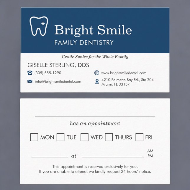 Carte De Visite Tooth Icon Dental Appointment Reminder (Créateur téléchargé)