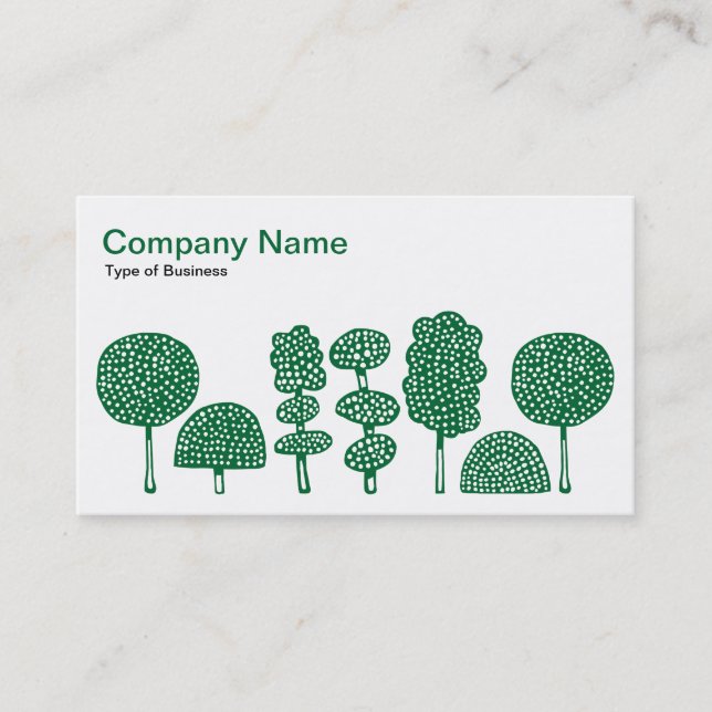 Carte De Visite Topiaire - Vert de la forêt sur blanc (Devant)