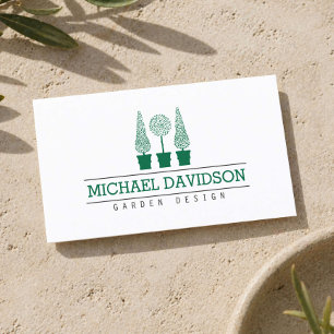Carte De Visite Topiary Trio Gardener Paysage Vert foncé