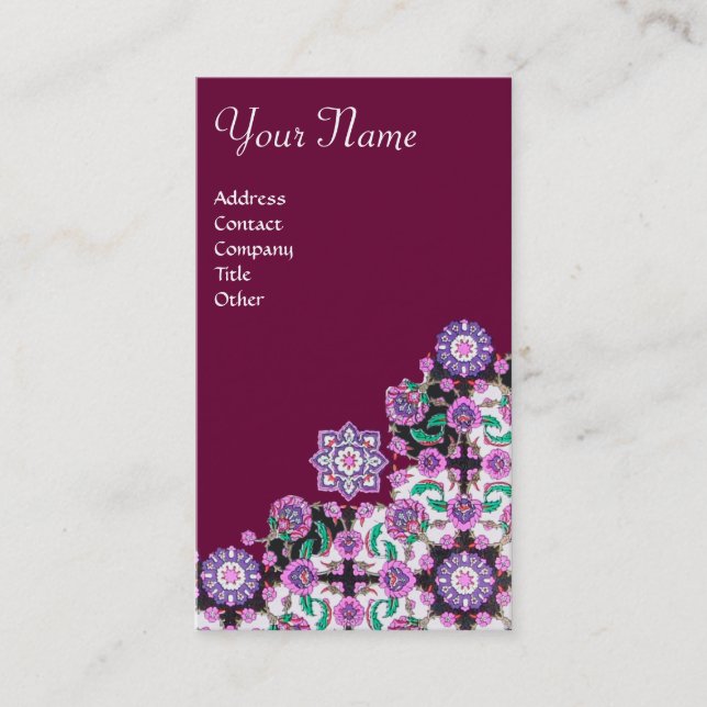 Carte De Visite TOPKAPI, FLORALE ROSE VERT ORIENTAL FLEURS violett (Devant)