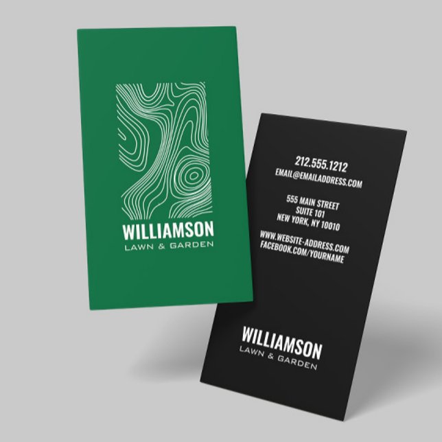 Carte De Visite Topographie moderne Paysage Garage de pelouse Vert (Créateur téléchargé)
