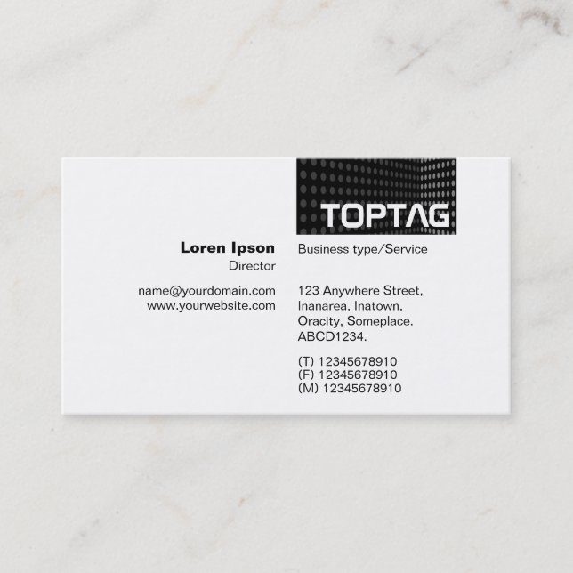 Carte De Visite TopTag v2 - Coin ton - gris (Devant)