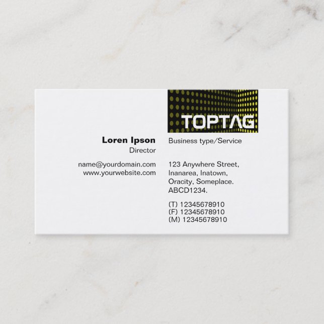 Carte De Visite TopTag v2 - Coin ton - Jaune (Devant)