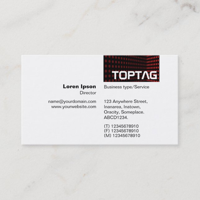 Carte De Visite TopTag v2 - Coin ton - Rouge (Devant)