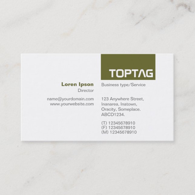 Carte De Visite TopTag v2 - Drab olive (Devant)